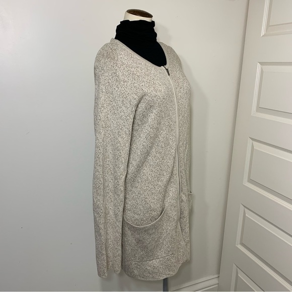 Nicole Miller Minimalist Neutral Tan Cotton Blend Zippered Cardigan Sweater XL - Picture 12 of 13